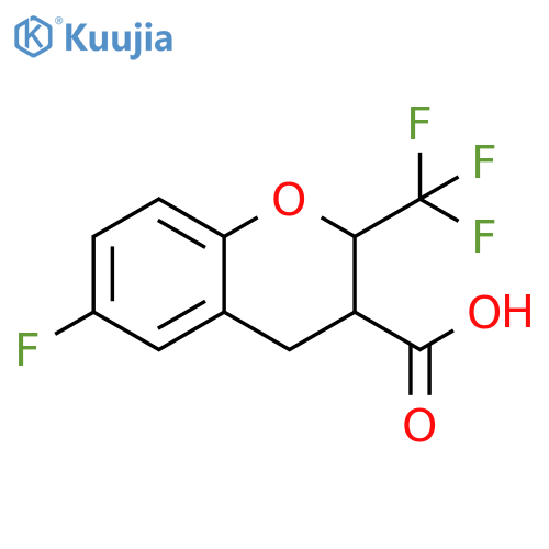 6-fluoro-2-(trifluoromethyl)-3,4-dihydro-2H-1-benzopyran-3-carboxylic acid structure