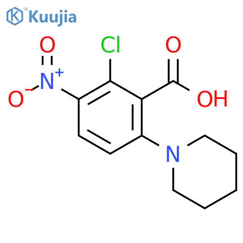 2-chloro-3-nitro-6-(piperidin-1-yl)benzoic acid structure