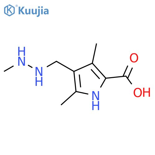 3,5-dimethyl-4-(2-methylhydrazin-1-yl)methyl-1H-pyrrole-2-carboxylic acid structure