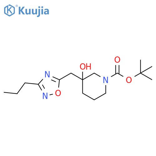 tert-butyl 3-hydroxy-3-(3-propyl-1,2,4-oxadiazol-5-yl)methylpiperidine-1-carboxylate structure