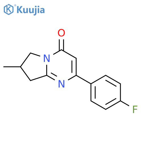 2-(4-fluorophenyl)-7-methyl-4H,6H,7H,8H-pyrrolo1,2-apyrimidin-4-one structure