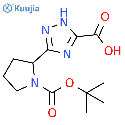 3-{1-(tert-butoxy)carbonylpyrrolidin-2-yl}-1H-1,2,4-triazole-5-carboxylic acid structure