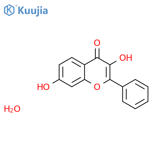 3,7-dihydroxy-2-phenylchromen-4-one;hydrate structure