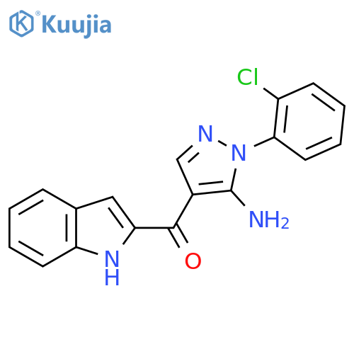 1-(2-chlorophenyl)-4-(1H-indole-2-carbonyl)-1H-pyrazol-5-amine structure