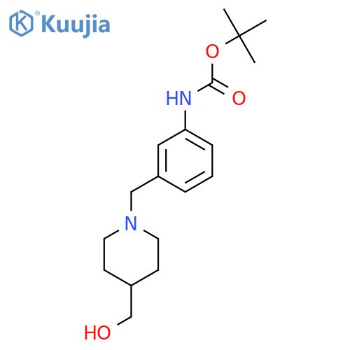tert-butyl N-(3-{[4-(hydroxymethyl)piperidin-1-yl]methyl}phenyl)carbamate structure