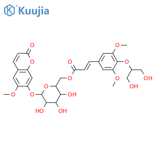 7-Hydroxy-6-methoxy-2H-1-benzopyran-2-one; O-[4-[2-Hydroxy-1-(hydroxymethyl)ethoxy]-3,5-dimethoxy-E-cinnamoyl-(→6)-β-D-glucopyranoside] structure