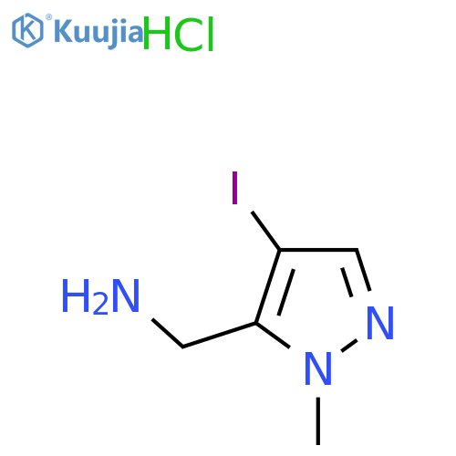 (4-Iodo-1-methyl-1H-pyrazol-5-yl)methanamine hydrochloride structure