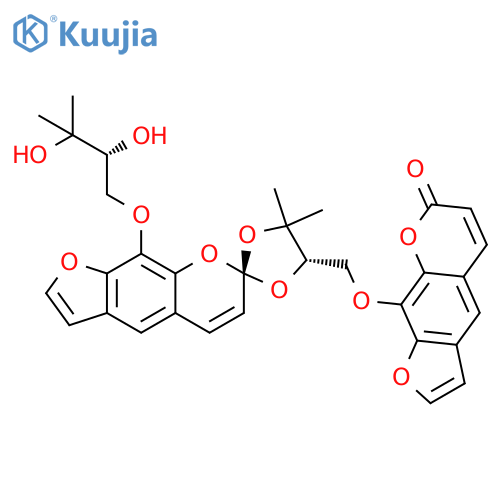 7H-Furo[3,2-g][1]benzopyran-7-one, 9-[[(2S,4S)-9'-[(2R)-2,3-dihydroxy-3-methylbutoxy]-5,5-dimethylspiro[1,3-dioxolane-2,7'-[7H]furo[3,2-g][1]benzopyran]-4-yl]methoxy]- structure