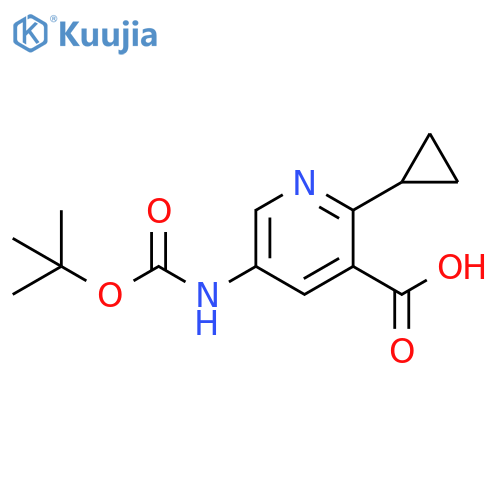 3-Pyridinecarboxylic acid, 2-cyclopropyl-5-[[(1,1-dimethylethoxy)carbonyl]amino]- structure