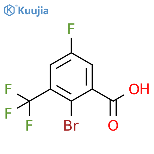 2-Bromo-5-fluoro-3-(trifluoromethyl)benzoic acid structure