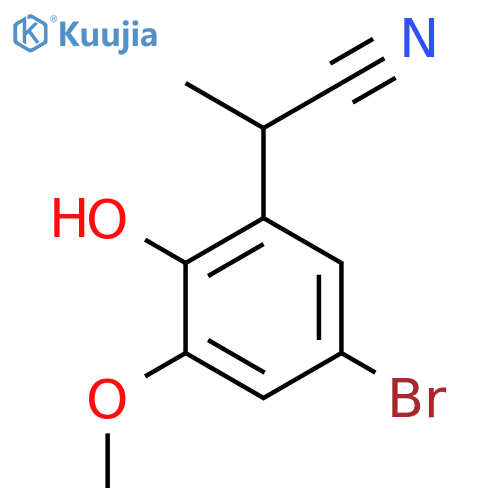 2-(5-bromo-2-hydroxy-3-methoxyphenyl)propanenitrile structure