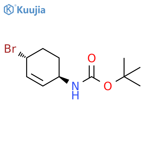 Carbamic acid, N-[(1R,4R)-4-bromo-2-cyclohexen-1-yl]-, 1,1-dimethylethyl ester, rel- structure