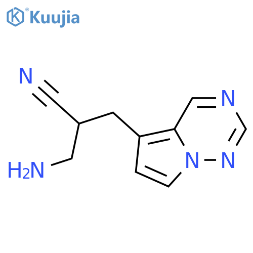 3-amino-2-({pyrrolo[2,1-f][1,2,4]triazin-5-yl}methyl)propanenitrile structure