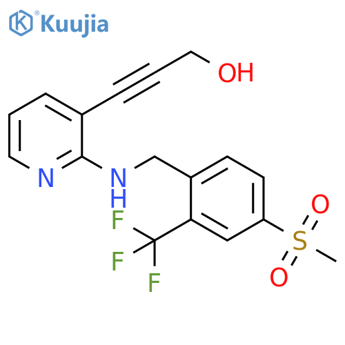 2-Propyn-1-ol, 3-[2-[[[4-(methylsulfonyl)-2-(trifluoromethyl)phenyl]methyl]amino]-3-pyridinyl]- structure