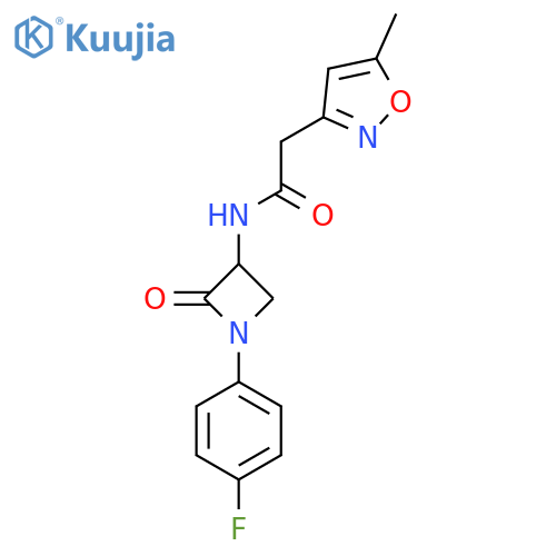 N-[1-(4-fluorophenyl)-2-oxoazetidin-3-yl]-2-(5-methyl-1,2-oxazol-3-yl)acetamide structure