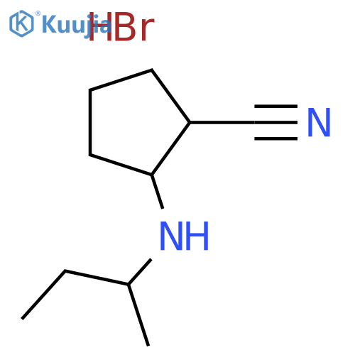 2-(butan-2-yl)aminocyclopentane-1-carbonitrile hydrobromide structure
