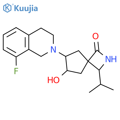 6-(8-Fluoro-1,2,3,4-tetrahydroisoquinolin-2-yl)-7-hydroxy-3-(propan-2-yl)-2-azaspiro[3.4]octan-1-one structure