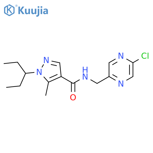 N-[(5-chloropyrazin-2-yl)methyl]-5-methyl-1-(pentan-3-yl)-1H-pyrazole-4-carboxamide structure