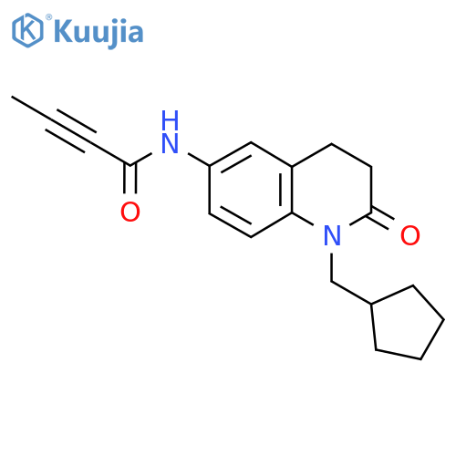 N-[1-(cyclopentylmethyl)-2-oxo-1,2,3,4-tetrahydroquinolin-6-yl]but-2-ynamide structure