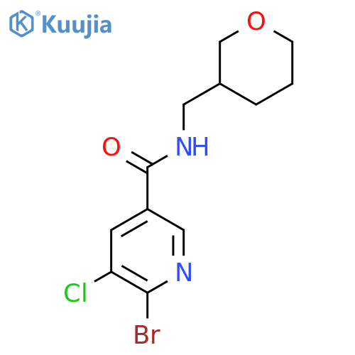 6-bromo-5-chloro-N-(oxan-3-yl)methylpyridine-3-carboxamide structure