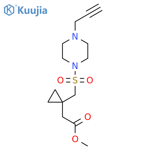 Methyl 2-[1-({[4-(prop-2-yn-1-yl)piperazin-1-yl]sulfonyl}methyl)cyclopropyl]acetate structure
