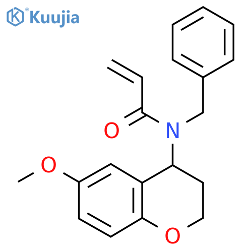 N-benzyl-N-(6-methoxy-3,4-dihydro-2H-1-benzopyran-4-yl)prop-2-enamide structure