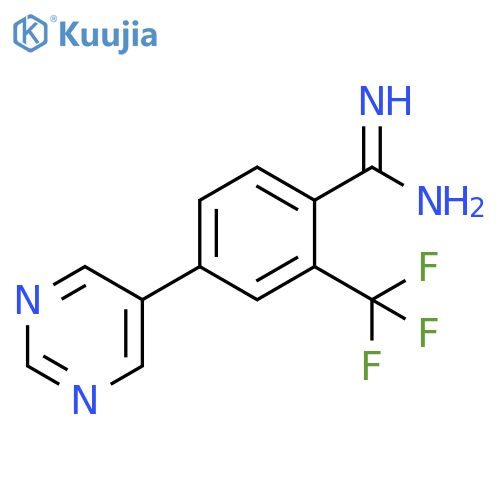 4-(pyrimidin-5-yl)-2-(trifluoromethyl)benzene-1-carboximidamide structure