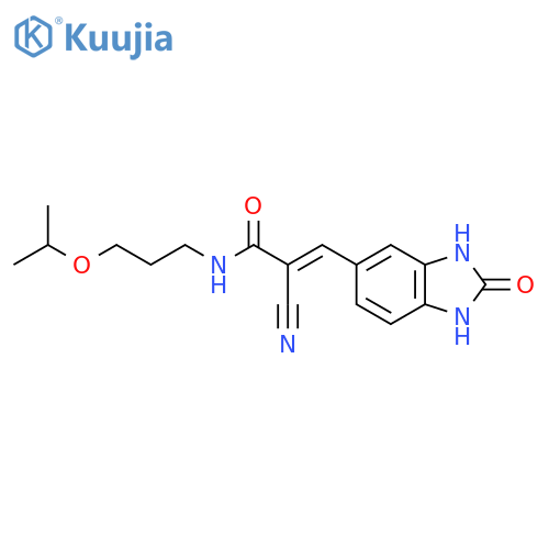2-cyano-3-(2-oxo-2,3-dihydro-1H-1,3-benzodiazol-5-yl)-N-[3-(propan-2-yloxy)propyl]prop-2-enamide structure