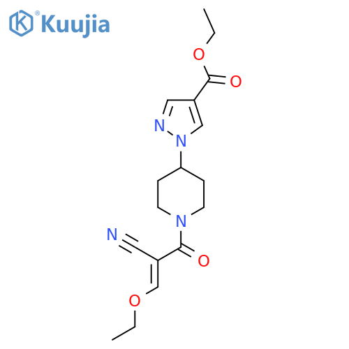 ethyl 1-{1-[2-cyano-2-(ethoxymethylidene)acetyl]piperidin-4-yl}-1H-pyrazole-4-carboxylate structure