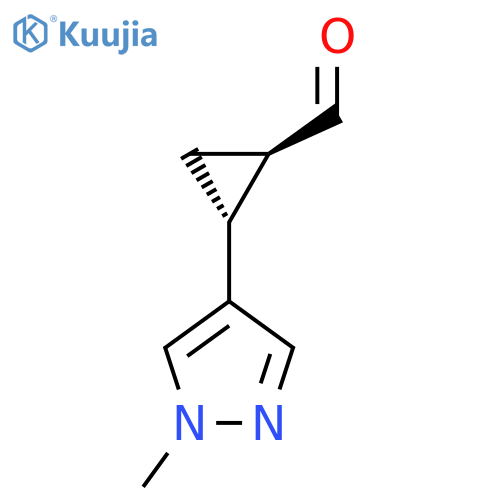 Cyclopropanecarboxaldehyde, 2-(1-methyl-1H-pyrazol-4-yl)-, (1R,2R)- structure