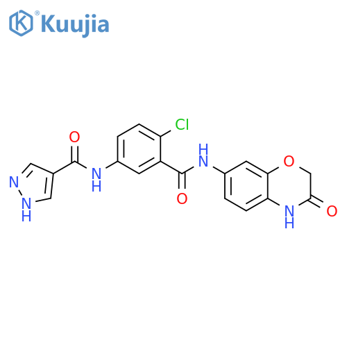 N-{4-chloro-3-(3-oxo-3,4-dihydro-2H-1,4-benzoxazin-7-yl)carbamoylphenyl}-1H-pyrazole-4-carboxamide structure