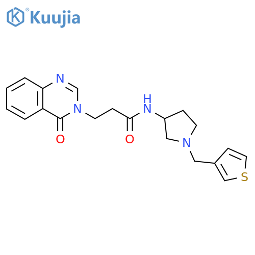 3-(4-oxo-3,4-dihydroquinazolin-3-yl)-N-{1-[(thiophen-3-yl)methyl]pyrrolidin-3-yl}propanamide structure
