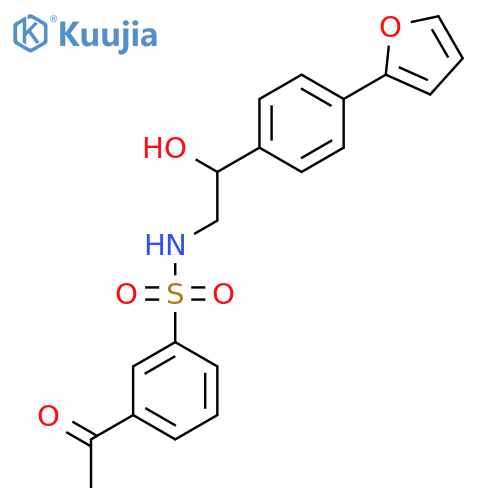 3-acetyl-N-{2-4-(furan-2-yl)phenyl-2-hydroxyethyl}benzene-1-sulfonamide structure