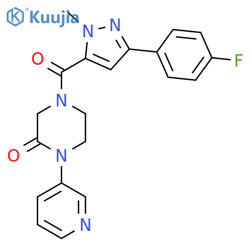 4-[3-(4-fluorophenyl)-1-methyl-1H-pyrazole-5-carbonyl]-1-(pyridin-3-yl)piperazin-2-one structure