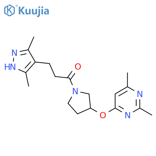 3-(3,5-dimethyl-1H-pyrazol-4-yl)-1-{3-(2,6-dimethylpyrimidin-4-yl)oxypyrrolidin-1-yl}propan-1-one structure