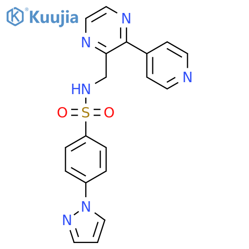 4-(1H-pyrazol-1-yl)-N-{[3-(pyridin-4-yl)pyrazin-2-yl]methyl}benzene-1-sulfonamide structure