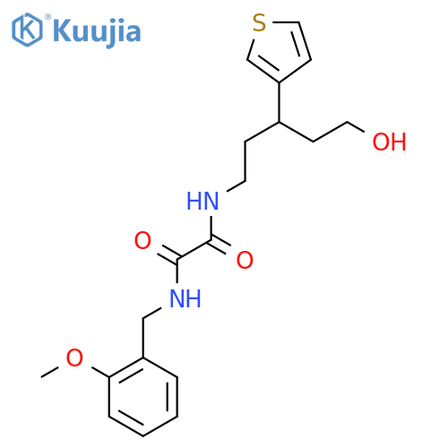 N-[5-hydroxy-3-(thiophen-3-yl)pentyl]-N'-[(2-methoxyphenyl)methyl]ethanediamide structure