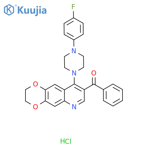 1-{8-benzoyl-2H,3H-1,4dioxino2,3-gquinolin-9-yl}-4-(4-fluorophenyl)piperazine hydrochloride structure