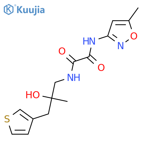 N'-[2-hydroxy-2-methyl-3-(thiophen-3-yl)propyl]-N-(5-methyl-1,2-oxazol-3-yl)ethanediamide structure