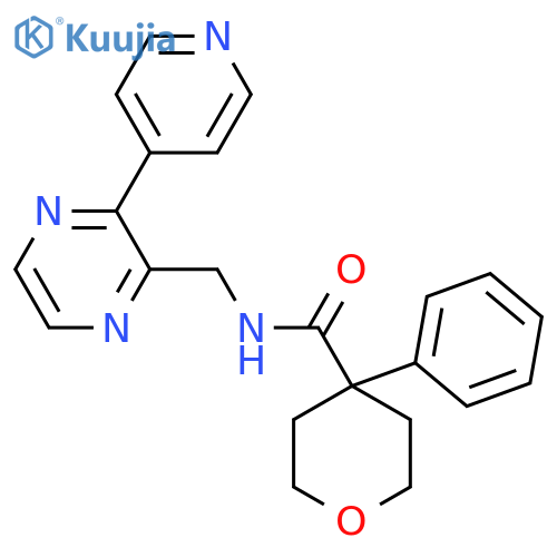 4-phenyl-N-{[3-(pyridin-4-yl)pyrazin-2-yl]methyl}oxane-4-carboxamide structure