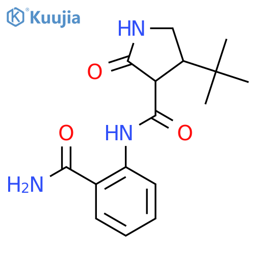 4-tert-butyl-N-(2-carbamoylphenyl)-2-oxopyrrolidine-3-carboxamide structure