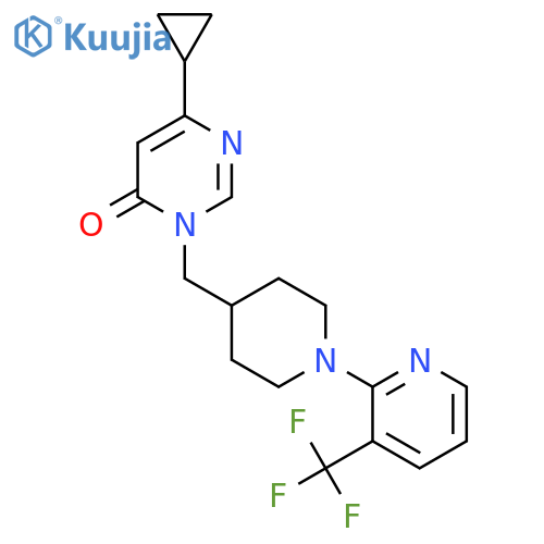 6-cyclopropyl-3-({1-3-(trifluoromethyl)pyridin-2-ylpiperidin-4-yl}methyl)-3,4-dihydropyrimidin-4-one structure