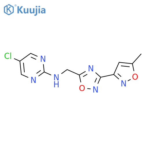 5-chloro-N-{[3-(5-methyl-1,2-oxazol-3-yl)-1,2,4-oxadiazol-5-yl]methyl}pyrimidin-2-amine structure