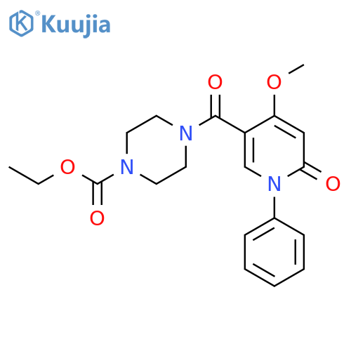 Ethyl 4-(4-methoxy-6-oxo-1-phenyl-1,6-dihydropyridine-3-carbonyl)piperazine-1-carboxylate structure
