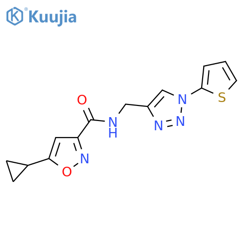 5-cyclopropyl-N-{[1-(thiophen-2-yl)-1H-1,2,3-triazol-4-yl]methyl}-1,2-oxazole-3-carboxamide structure