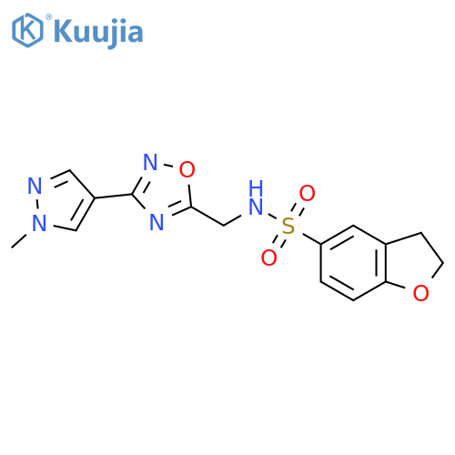N-{[3-(1-methyl-1H-pyrazol-4-yl)-1,2,4-oxadiazol-5-yl]methyl}-2,3-dihydro-1-benzofuran-5-sulfonamide structure