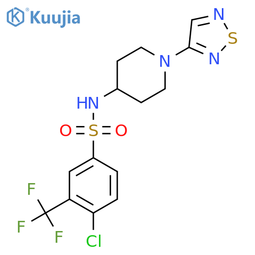 4-chloro-N-1-(1,2,5-thiadiazol-3-yl)piperidin-4-yl-3-(trifluoromethyl)benzene-1-sulfonamide structure