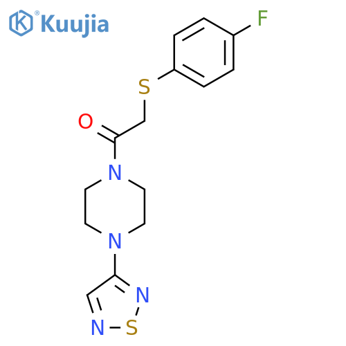 2-(4-fluorophenyl)sulfanyl-1-4-(1,2,5-thiadiazol-3-yl)piperazin-1-ylethan-1-one structure