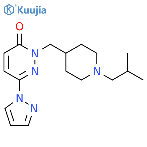 2-{[1-(2-methylpropyl)piperidin-4-yl]methyl}-6-(1H-pyrazol-1-yl)-2,3-dihydropyridazin-3-one structure