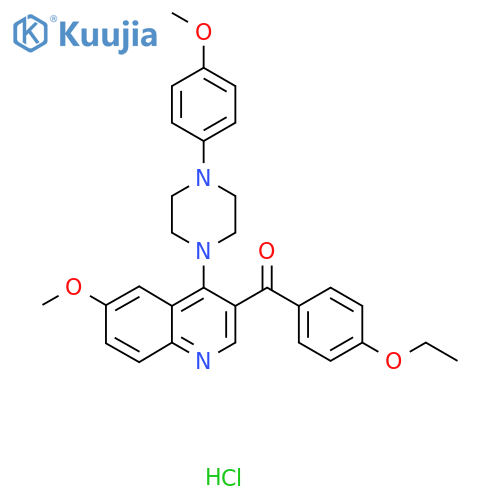 3-(4-ethoxybenzoyl)-6-methoxy-4-4-(4-methoxyphenyl)piperazin-1-ylquinoline hydrochloride structure